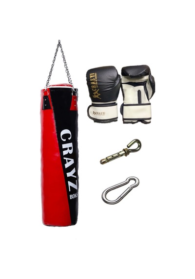100x30 Boks Kum Torbası + Eldiven + Askı Aparatı Kırmızı - Mavi