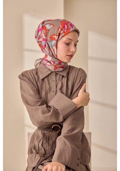 Silk Home Olinda İpek Eşarp 47003-27 Vizon, Fuşya, Çağla, Turuncu