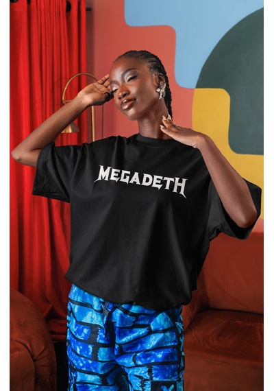 Megadeth Rock Metal Müzik Grubu Sırt Baskılı Unisex Oversize Tişö Siyah