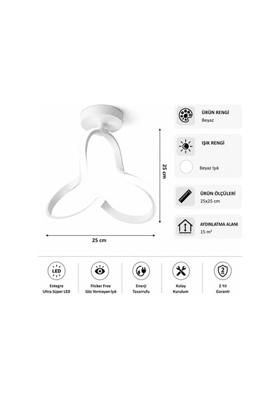 AvizeGO Cevina Led Plafonyer Avize Beyaz Işık