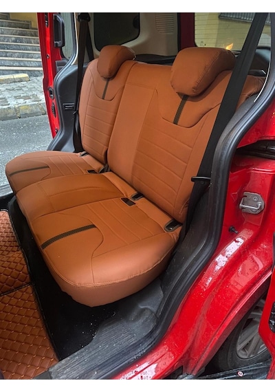 Ford Courier Arka Sırt Arka Oturma 2+1 Komple Taba Deri Siyah Şeritli