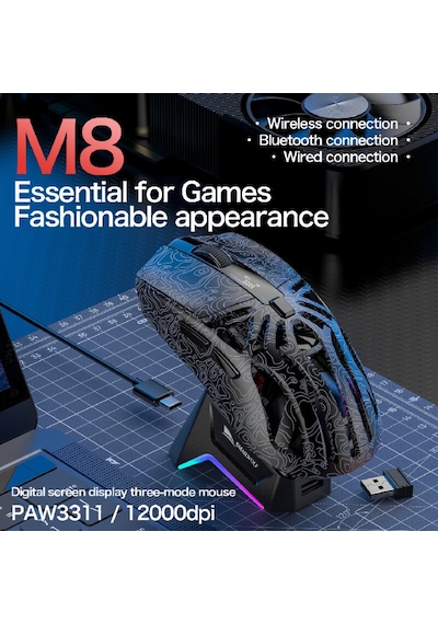 Smailwolf M3 Pro Plus Kablosuz Oyuncu Mouse Paw3311 Sensör - 3 Modlu 12000 Dpı Manyetik Şarj Standlı Rgb 65g Ultra Hafif Fare 1000hz 1k Hız M8 Contour Smailwolf M3 Pro Plus Kablosuz Oyuncu Mouse Paw3311 Sensör - 3 Modlu 12000 Dpı Manyetik Şarj Standlı Rgb 65g Ultra Hafif Fare 1000hz 1k Hız M8 Contour