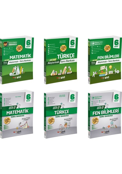 Gizli 2026 6. Sınıf Matematik + Türkçe + Fen Alıştırmalı + Usta İşi Soru Bankası Seti 6 Kitap Güncel Müfredat