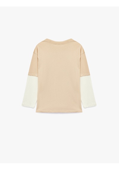 Koton Pamuklu Kontrast Reglan Kollu Bisiklet Yaka Uzun Kollu Baskılı Tişört Bej 7wkb10399tk Ekru Koton Pamuklu Kontrast Reglan Kollu Bisiklet Yaka Uzun Kollu Baskılı Tişört Bej 7wkb10399tk Ekru