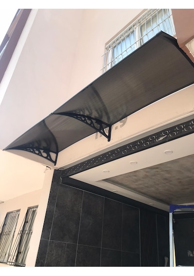 Plastik Ayak 6mm Levhalı Pratik Sundurma Kanopi 100x600cm Ant.gri