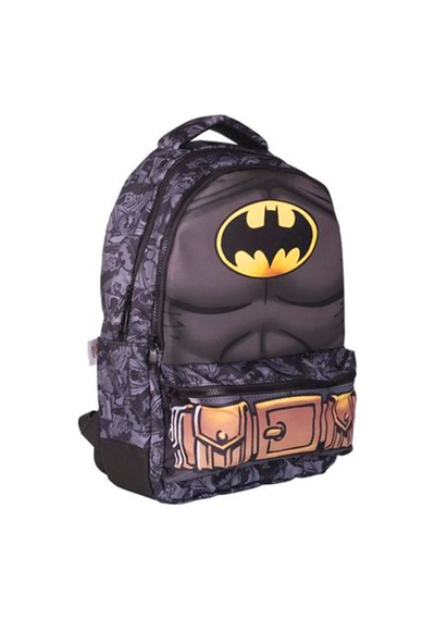 Batman Okul Çantası Siyah Çift Bölmeli Çok  Renkli