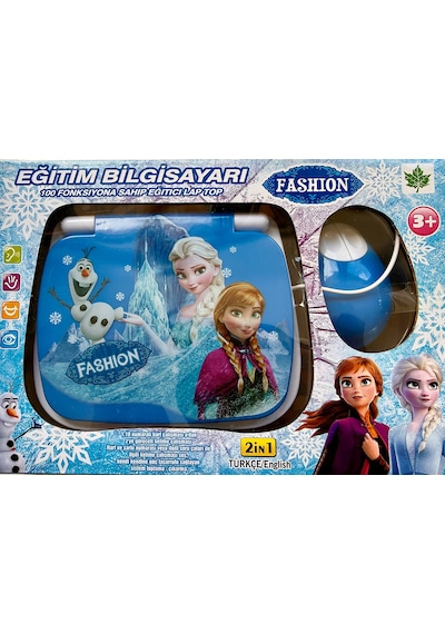 100 Fonksiyonlu Türkçe İngilizce Eğitim Bilgisayarı 2ın1 Set Eğitici Bilgisayar Ve Mouse Laptopu Mavi