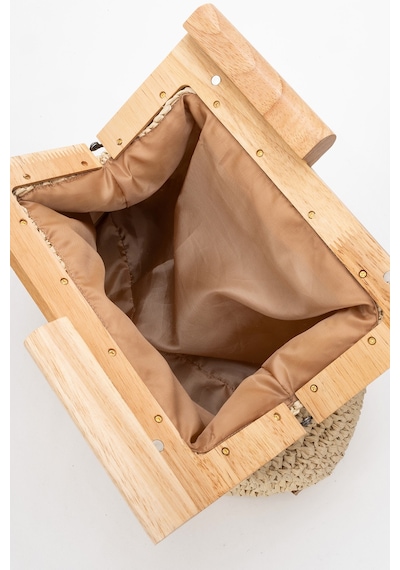 Dericlub Kadın Handmade Hasır Bohem Clutch El Çantası Zy 25009 Bej