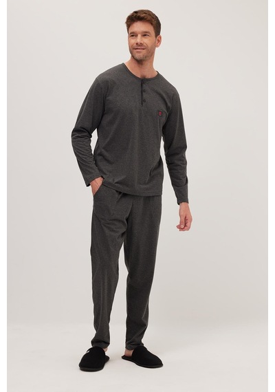 Tudors Erkek Standart Fit %100 Pamuk Bisiklet Yaka Beli Lastikli Antrasit Pijama Takımı-37950 Antrasit Tudors Erkek Standart Fit %100 Pamuk Bisiklet Yaka Beli Lastikli Antrasit Pijama Takımı-37950 Antrasit