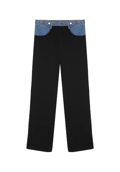 Quzu Denim Bel Detaylı Pantolon Siyah