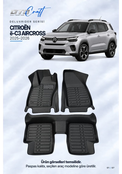 Otocraft Citroën Ë-c3 Aircross 2025-2026 Araca Özel Deluxrider Lüks Havuzlu Paspas Tam Set 3 Parça
