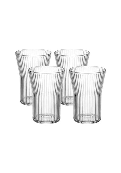Deconox 4'lü Özel Tasarım Çizgili Borosilikat Cam Bardak Seti - 320 Ml Meşrubat Ve Su Bardağı 4 Adet Bardak Seti Diğer