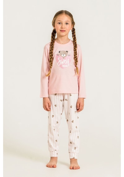 Rolypoly Kız Çocuk Sweet Bear Pembe Uzun Kol Pijama Takım Rp3911-c-v1 Rp3911-c-v1