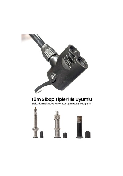 Heugers Taşınabilir E-bike & Bisiklet Pompası Motosiklet, Araba, Top Ve Bot Uyumlu