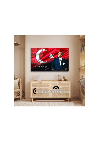 Atatürk Ve Bayrak Cam Tablo, 72 X 48, Exela20142 -