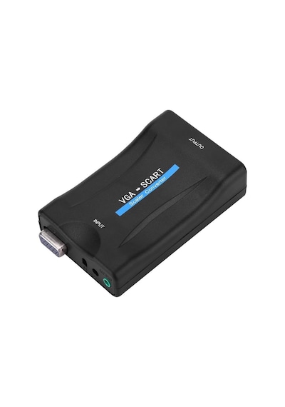 Vga To Scart Dönüştürücü Scaler Kutusu, Pc/laptop Vga Görüntüyü Scart Girişli Tv Ye Aktarma, 3.5mm Ses Girişi, 5v Usb Güç Besleme, Ir Kumandalı Zr1123
