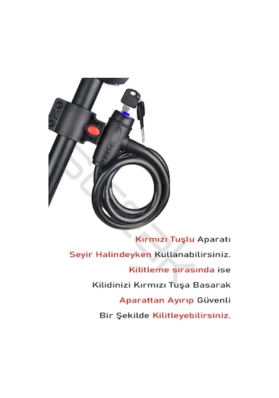 Anahtarlı Çelik Kilit Bisiklet Motosiklet Bebek Arabası Anahtarlı Güvenlik Kilidi Gri - Siyah