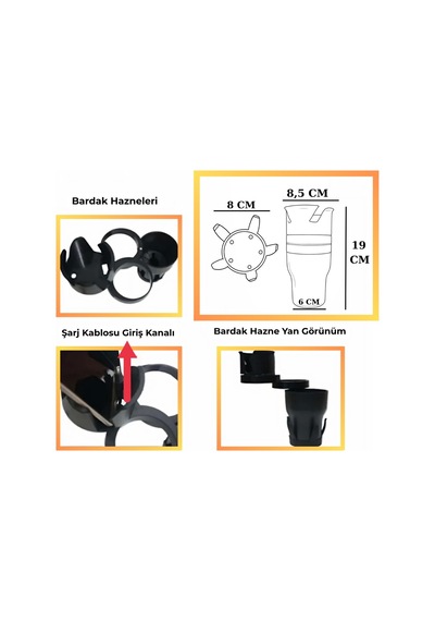 3'ü 1 Arada Çok Fonksiyonlu Araç İçi Bardaklık, Telefon Ve Gözlük Tutucu Ergonomik Tasarım