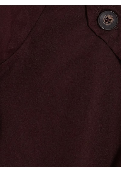 Lcw Modest Bordo Dik Yaka Kuşaklı Oversize Kadın Trençkot