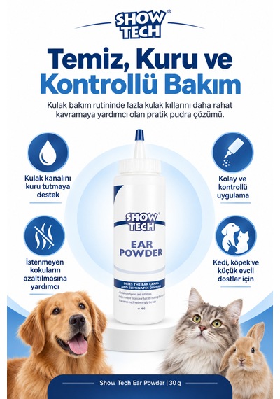 Showtech Kedi Köpek Kulak Kılı Almayı Kolaylaştırıcı Pudra 30 Gr