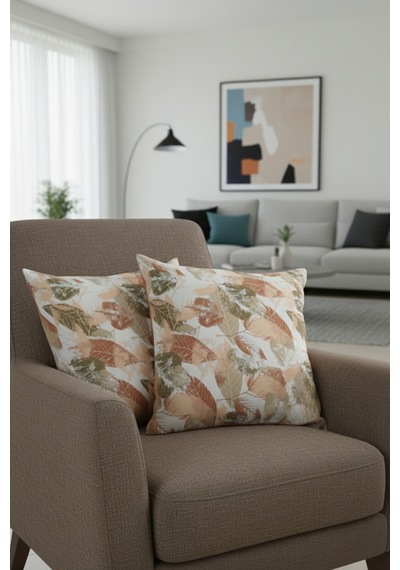 Chevron Bohem Dekoratif Punch Yastık Kırlent Kılıfı 2 Adet 45x45 Sonbahar Rüyası Yeşil 45 x 45