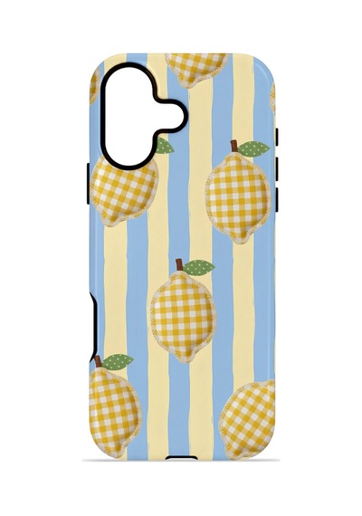 Apple iPhone Uyumlu 17 Vorian Çift Katmanlı Magsafe Kılıf Gingham Lemon Grove