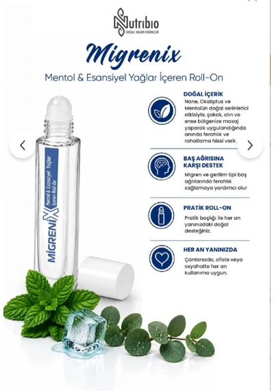 Nutribio Migrenix Rahatlatıcı Masaj Yağı Roll-On 10 ML