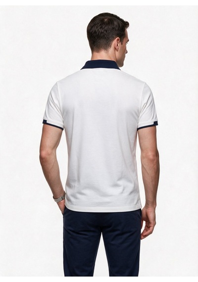 Giant Erkek Polo Yaka Pamuklu Kısa Kollu Logolu T-shirt Beyaz