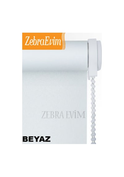 Zebraevim Stor Perde Etek Dilim  Beyaz-Ekru-Krem Beyaz 100 x 200 Boncuklu