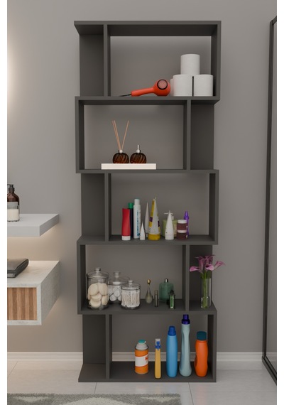 Scala 5 Raflı Banyo Dolabı Banyo Rafı Çok Amaçlı Dolap-antrasit Gri