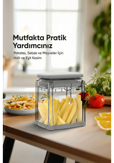 Chop Box Basmalı Sebze Doğrayıcı 3/8 İnç Paslanmaz Çelik Bıçaklı Küp Kesim Aparatı Beyaz