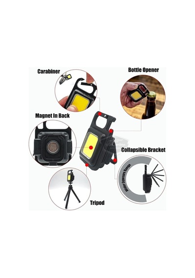 30 Ledli Mini El Feneri 4 Modlu Flash Çok Amaçlı Anahtarlık Su Geçirmez Şarjlı Mıknatıs Fonksiyonel Kamp Cep İkaz Lambası 52075746