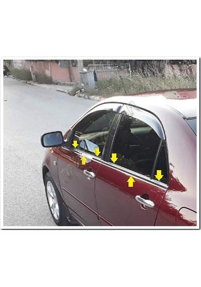 Woc Chrome Toyota Corolla Uyumlu Sedan Krom Cam Çıtası 2002-2006 4 Parça