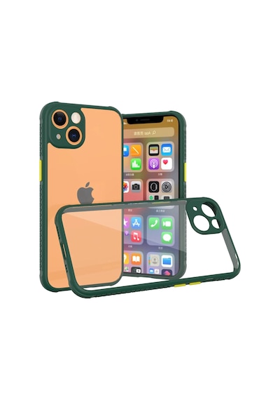 Gld-spt- Newface Apple Uyumlu iPhone 13 Mini Kılıf Miami Şeffaf Silikon - Koyu Yeşil