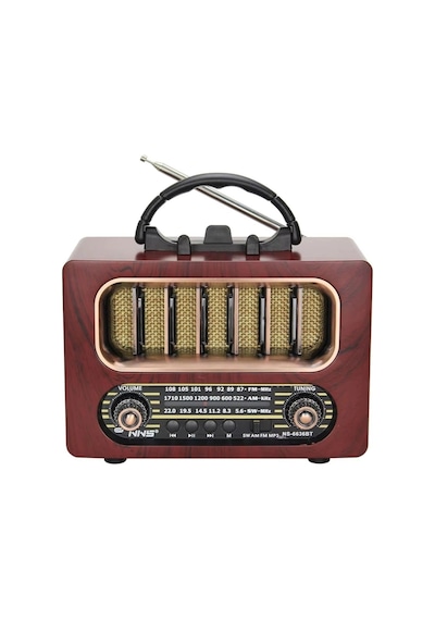Biishe Orta Boy Retro Ahşap Tasarım Bluetooth Hoparlörlü Radyo Fm/am Destekli, Şarjlı Ve Taşınabi