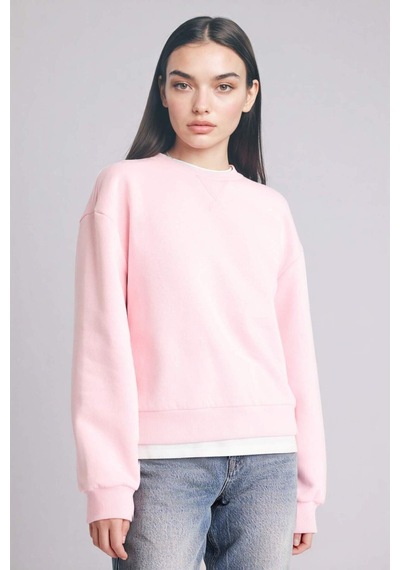Defacto Relax Fıt Basıc Düz Kalın Sweatshirt Kumaşı Sweatshirt H2149ax25wnpn38 Pembe-pn38