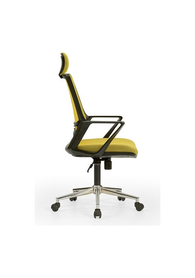 Arya1 Bilgisayar Koltuğu - Ofis - Müdür - Büro - Çalışma Sandalyesi Sarı Renk Krom Ayaklı Sarı