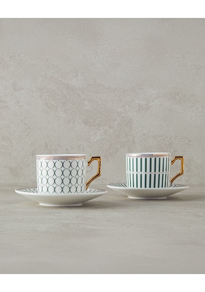 English Home Rabecca New Bone China Kahve Fincan Takımı 4 Parça 2 Kişilik Yeşil