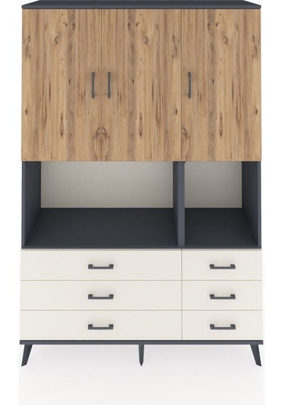 Hyperion Dolap 6 Raflı 6 Çekmeceli 3 Kapaklı 132x44x195 Antra... Antrasit Hyperion Dolap 6 Raflı 6 Çekmeceli 3 Kapaklı 132x44x195 Antra... Antrasit