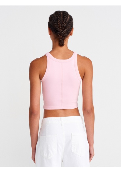 Dilvin 21104 Fitilli Crop Top-toz Pembe Toz Pembe