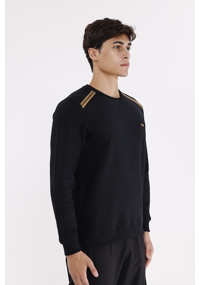 Rowinger Selanik Kumaş Yapılı Esnek Manşetli Konforlu Rahat Kesim Sweatshirt Black