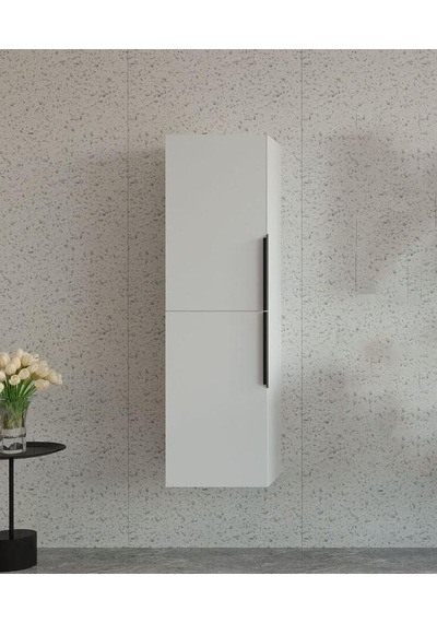 Orka Pure 40 Cm Mat Beyaz Banyo Çamaşır Boy Dolabı Teak
