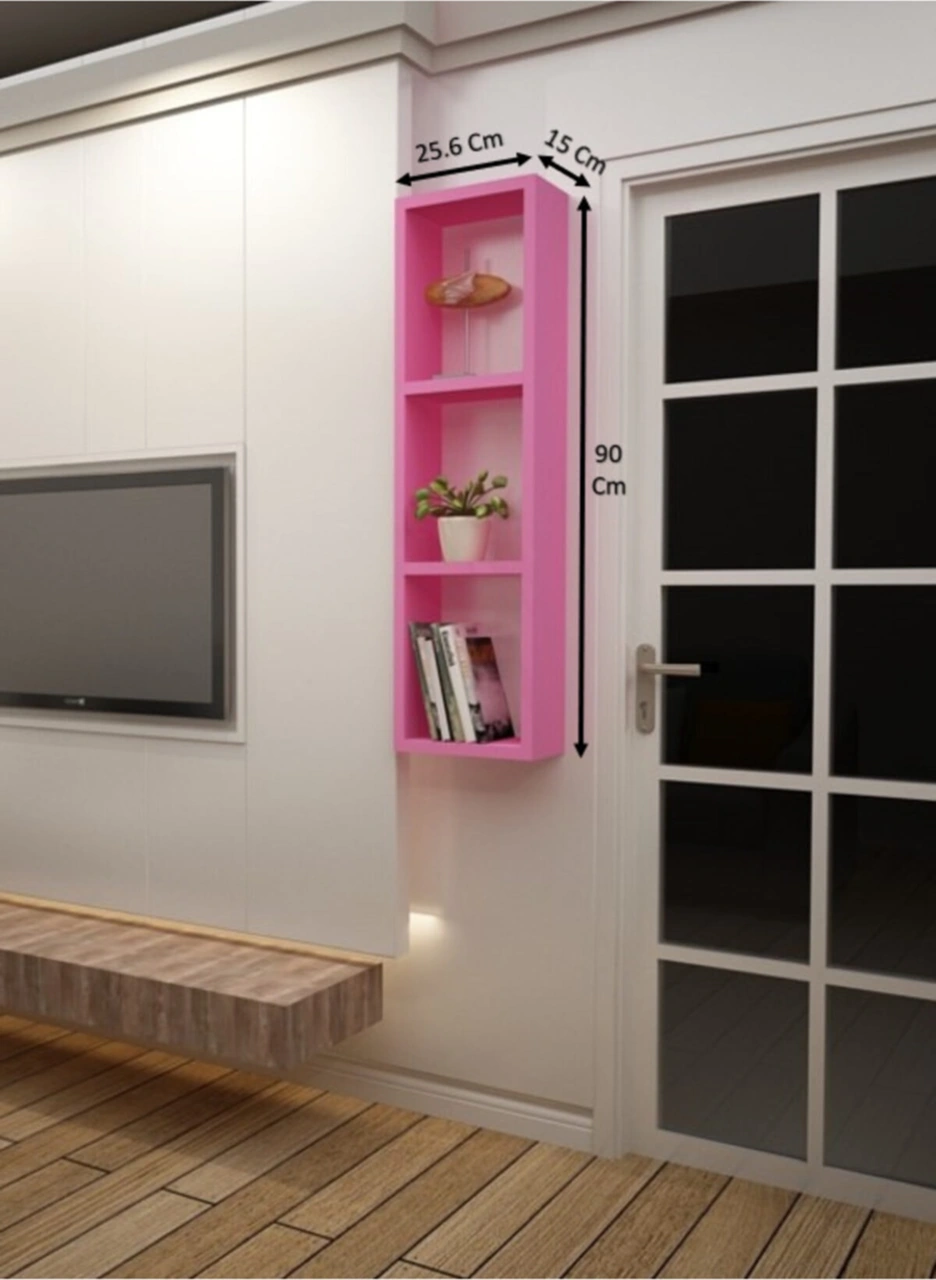 Kitaplık Pembe Tek Duvar Rafı Pembe