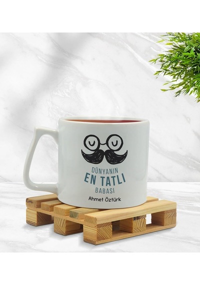 Kişiye Özel Dünyanın En Tatlı Babası Tasarımlı Middle Beyaz Kupa Bardak - Model 1 Kobitmeyencom31591 Bk Gift