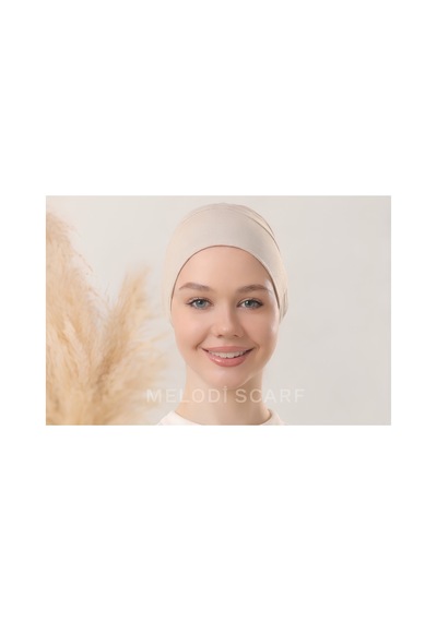 Melodi Scarf Tesettür Silikonlu Kaymaz Bone - Likralı Bağlamalı Bone - Sıkmayan Rahat Nefes Alan Kumaş Taş Rengi