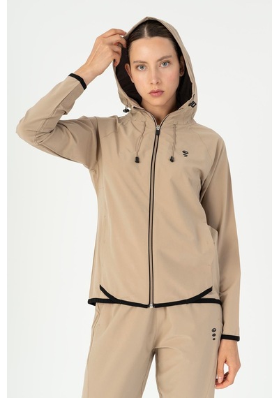 Maraton Regular Kadın Kapüşonlu Açık Vizon Tracktop Vizon