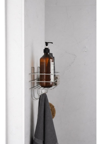 Krom Yapışkanlı Şampuanlık 30 Cm Askılı Banyo Duş Rafı Organizer Tşk-01 Krom