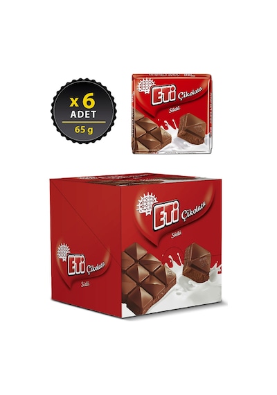 Eti Çikolata Sütlü Kare 6 x 65 G