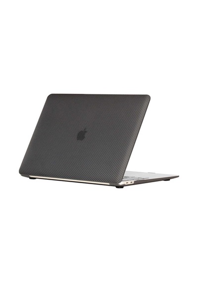 Apple Uyumlu MacBook 13.3' Pro 2020 A2338 Zore Msoft Carbon Fiber Tasarımlı Kapak Siyah