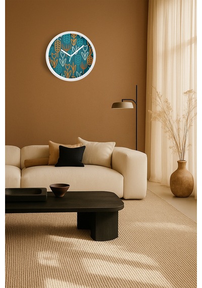 Modern Tasarım Duvar Saati - 25cm - Önü Camlı Beyaz Kasa - Sessiz Mekanizma-jh0363 Beyaz